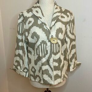 Painted Pony Vintage Ikat Cotton Linen Blazer Made in USA Cropped Jacket S